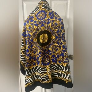 Elegant Royal Blue and Gold Scarf